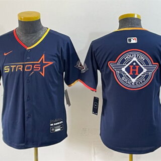 Youth Houston Astros Team Big Logo Navy 2025 City Connect Limited Stitched Baseball Jersey