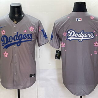 Men's Los Angeles Dodgers Team Big Logo Grey 2025 Tokyo Series Limited Stitched Baseball Jersey