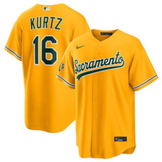 Men's Oakland Athletics #16 Nick Kurtz 2026 Yellow Alternate Sacramento Celebrating 125 Years Vapor Limited Stitched Baseball Jersey