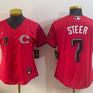 Youth Cincinnati Reds #7 Spencer Steer Red 2026 City Connect Stadium Stitched Baseball Jersey