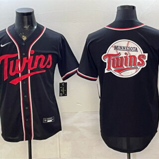 Men's Minnesota Twins Team Big Logo 2026 Fashion Replica Black Out Stitched Baseball Jersey