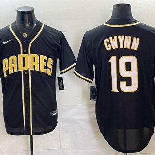 Men's San Diego Padres #19 Tony Gwynn 2026 Fashion Replica Black Out Stitched Baseball Jersey