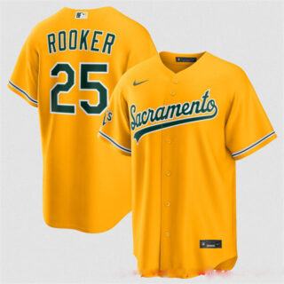 Men's Oakland Athletics #25 Brent Rooker 2026 Yellow Alternate Sacramento Celebrating 125 Years Vapor Limited Stitched Baseball Jersey