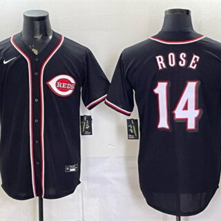 Men's Cincinnati Reds #14 Pete Rose 2026 Fashion Replica Black Out Stitched Baseball Jersey