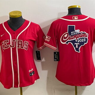 Women's Texas Rangers Team Big Logo Red 2026 City Connect Stadium Stitched Baseball Jersey(Run Small) 001