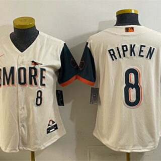 Women's Baltimore Orioles #8 Cal Ripken Jr Natural 2026 City Connect Stadium Stitched Baseball Jersey(Run Small)