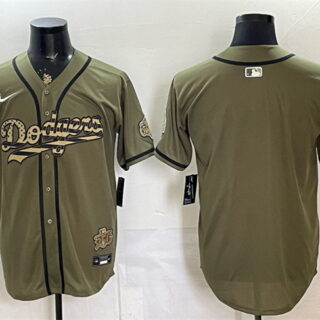 Men's Los Angeles Dodgers Blank Olive 2026 Armed Forces Day Stitched Baseball Jersey