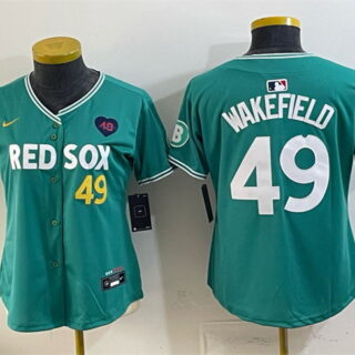 Youth Boston Red Sox #49 Tim Wakefield Memorial Patch Green 2025 City Connect Limited Stitched Baseball Jersey