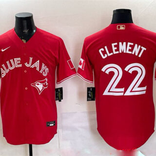 Men's Toronto Blue Jays #22 Ernie Clement Red 50 Seasons Patch Stitched Baseball Jersey