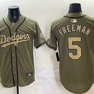 Men's Los Angeles Dodgers #5 Freddie Freeman Olive 2026 Armed Forces Day Stitched Baseball Jersey