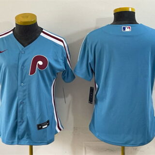 Women's Philadelphia Phillies Blank Blue Stitched Baseball Jersey(Run Small)