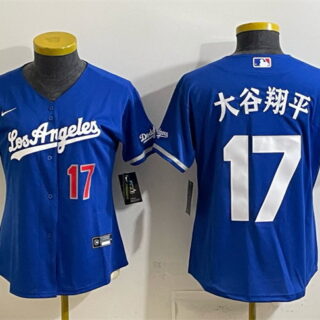 Women's Los Angeles Dodgers #17 Shohei Ohtani Royal Alternate Stadium Stitched Baseball Jersey(Run Small)