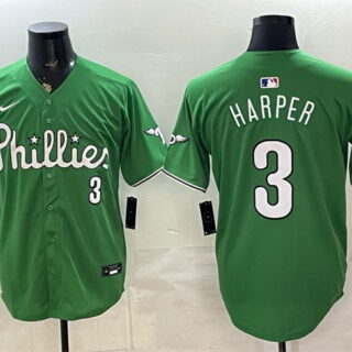 Men's Philadelphia Phillies #3 Bryce Harper Green Limited Stitched Jersey