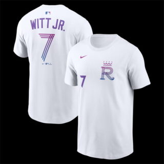 Men's Kansas City Royals #7 Bobby Witt Jr. White 2026 City Connect Name & Number T-Shirt