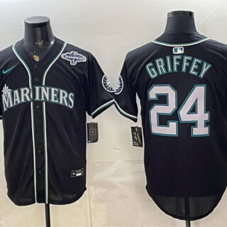 Men's Seattle Mariners #24 Ken Griffey Jr. 50th Anniversary Black Out Style Vapor Premier Limited Stitched Baseball Jersey