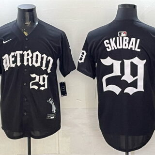 Men's Detroit Tigers #29 Tarik Skubal 2026 Black 'Motor Gothic Edition' Vapor Premier Limited Stitched Baseball Jersey