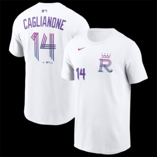 Men's Kansas City Royals #14 Jac Caglianone White 2026 City Connect Name & Number T-Shirt