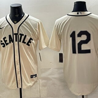 Men's Seattle Mariners #12 Josh Naylor Cream Alternate Stitched Baseball Jersey