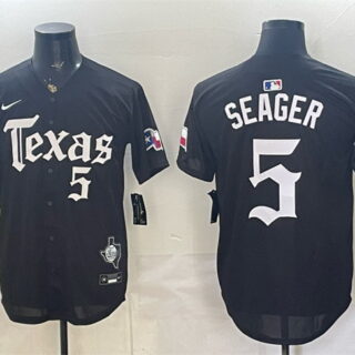 Men's Texas Rangers #5 Corey Seager Black Gothic Mexico 2025 Vapor Premier Limited Stitched Baseball Jersey