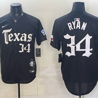 Men's Texas Rangers #34 Nolan Ryan Black Gothic Mexico 2025 Vapor Premier Limited Stitched Baseball Jersey