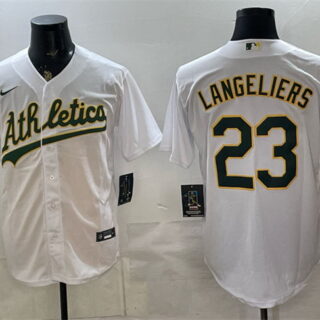 Men's Oakland Athletics #23 Shea Langeliers White Stitched Baseball Jersey