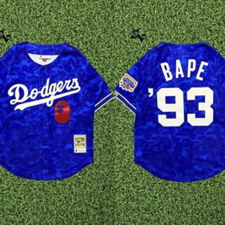 Men's Los Angeles Dodgers #93 Bape Blue Stitched Baseball Jersey