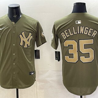 Men's New York Yankees #35 Cody Bellinger Olive 2026 Armed Forces Day Stitched Baseball Jersey