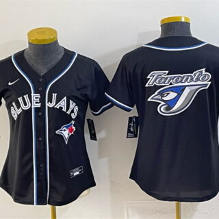 Women's Toronto Blue Jays Team Big Logo 2026 Fashion Replica Black Out Stitched Baseball Jersey(Run Small)