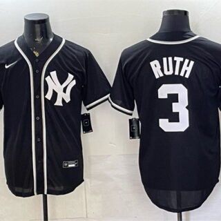 Men's New York Yankees #3 Babe Ruth 2026 Fashion Replica Black Out Stitched Baseball Jersey