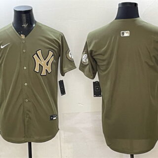 Men's New York Yankees Blank Olive 2026 Armed Forces Day Stitched Baseball Jersey
