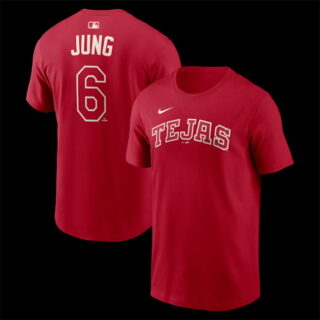 Men's Texas Rangers #6 Josh Jung Red 2026 City Connect Name & Number T-Shirt