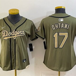 Women's Los Angeles Dodgers #17 Shohei Ohtani Olive 2026 Armed Forces Day Stitched Baseball Jersey(Run Small)