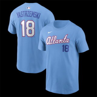 Men's Atlanta Braves #18 Mike Yastrzemski Powder Blue 2026 City Connect T-Shirt