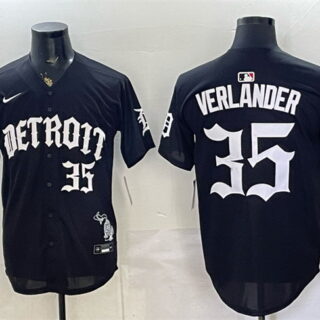 Men's Detroit Tigers #35 Justin Verlander 2026 Black 'Motor Gothic Edition' Vapor Premier Limited Stitched Baseball Jersey