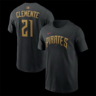 Men's Pittsburgh Pirates #21 Roberto Clemente Black 2026 City Connect T-Shirt