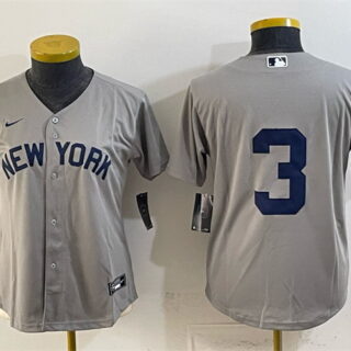 Women's New York Yankees #3 Babe Ruth Grey Cool Base Stitched Baseball Jersey(Run Small)