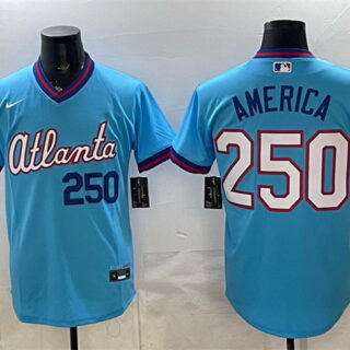 Men's Atlanta Braves #250 America Powder Blue 2026 City Connect Stadium Stitched Baseball Jersey