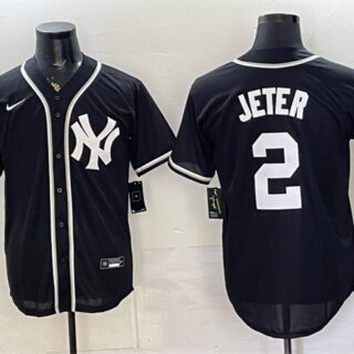 Men's New York Yankees #2 Derek Jeter 2026 Fashion Replica Black Out Stitched Baseball Jersey