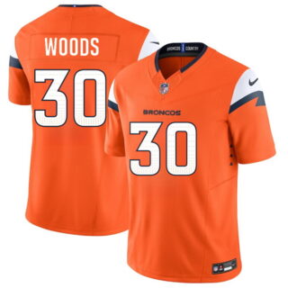Men's Denver Broncos #30 Mike Woods Orange 2026 F.U.S.E. Vapor Limited Stitched Football Jersey