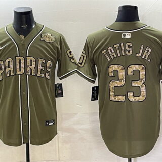Men's San Diego Padres #23 Fernando Tatis Jr. Olive 2026 Armed Forces Day Stitched Baseball Jersey