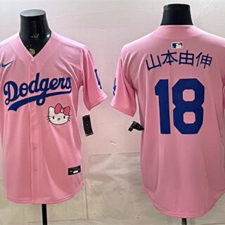 Men's Los Angeles Dodgers #18 Yoshinobu Yamamoto Pink 2025 Hello Kitty Vapor Limited Stitched Baseball Jersey
