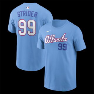 Men's Atlanta Braves #99 Spencer Strider Powder Blue 2026 City Connect T-Shirt