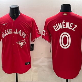 Men's Toronto Blue Jays #0 Andres Gimenez Red 50 Seasons Patch Stitched Baseball Jersey