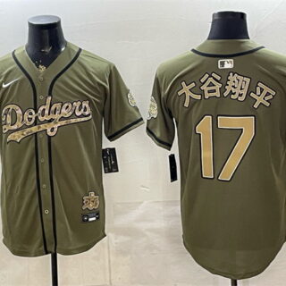 Men's Los Angeles Dodgers #17 Shohei Ohtani Military Appreciation Game Day Stitched Baseball Jersey