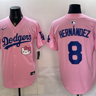 Men's Los Angeles Dodgers #8 Enrique Hernandez Pink 2025 Hello Kitty Vapor Limited Stitched Baseball Jersey