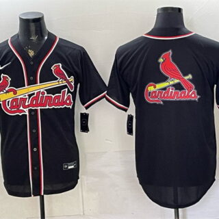 Men's St. Louis Cardinals Team Big Logo 2026 Fashion Replica Black Out Stitched Baseball Jersey