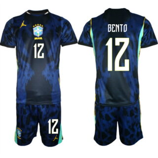 Men's Brazil national football team #12 Bento Navy 2026 Away Soccer Jersey Suit
