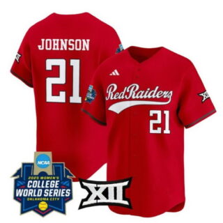 Men's Texas Tech Red Raiders #21 Alana Johnson Red 2025 World Series Stitched Jersey