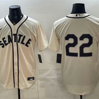 Men's Seattle Mariners #22 Bryan Woo Cream Alternate Stitched Baseball Jersey