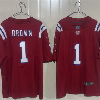 Men's New England Patriots #1 A.J. Brown Red 2026 Vapor Limited Stitched Football Jersey